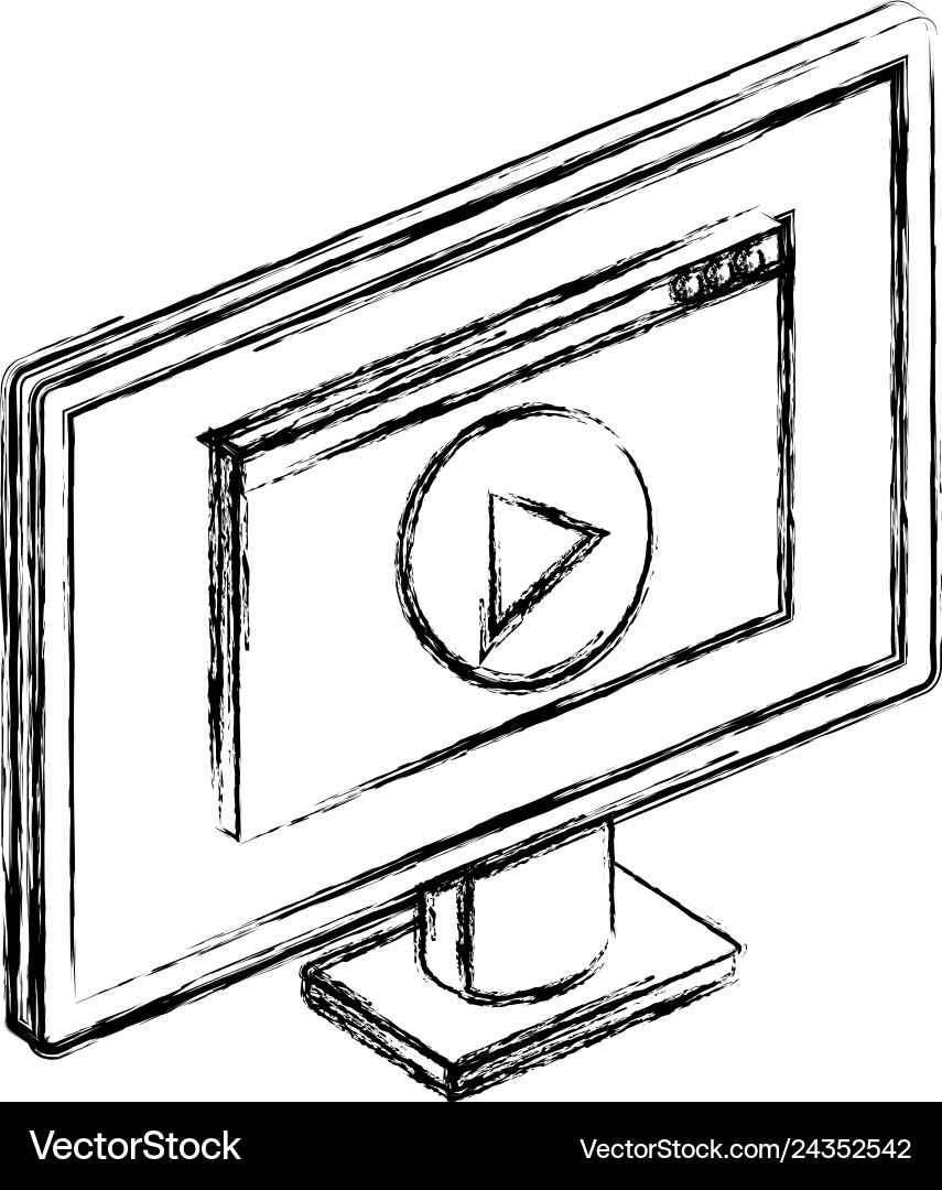 Computer display with media player Computer display with media player vector image