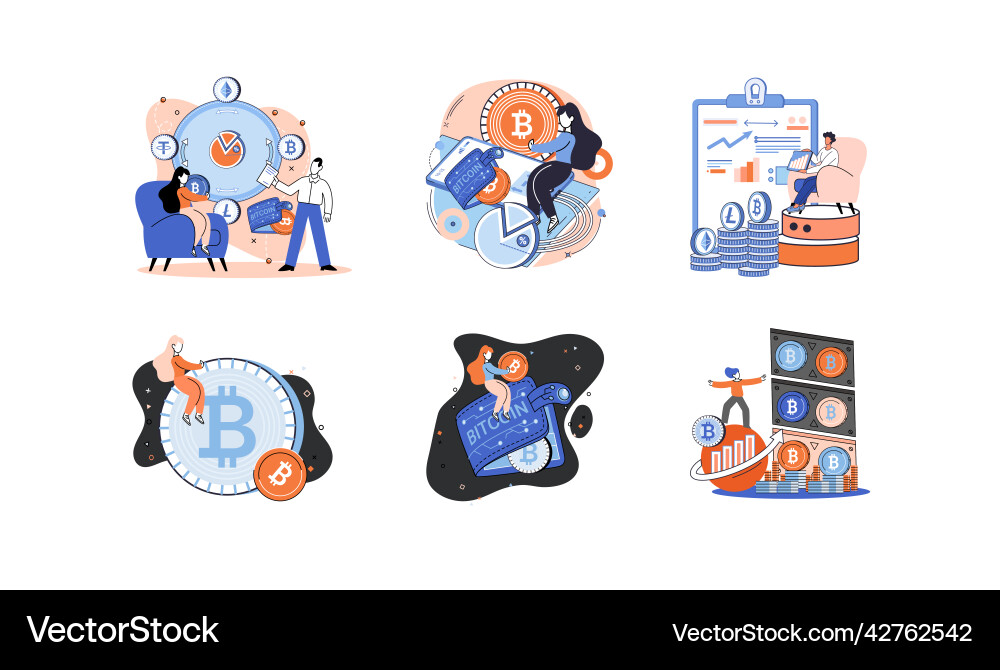 Cryptocurrency bitcoin mining metaphor blockchain Cryptocurrency bitcoin mining metaphor blockchain vector image