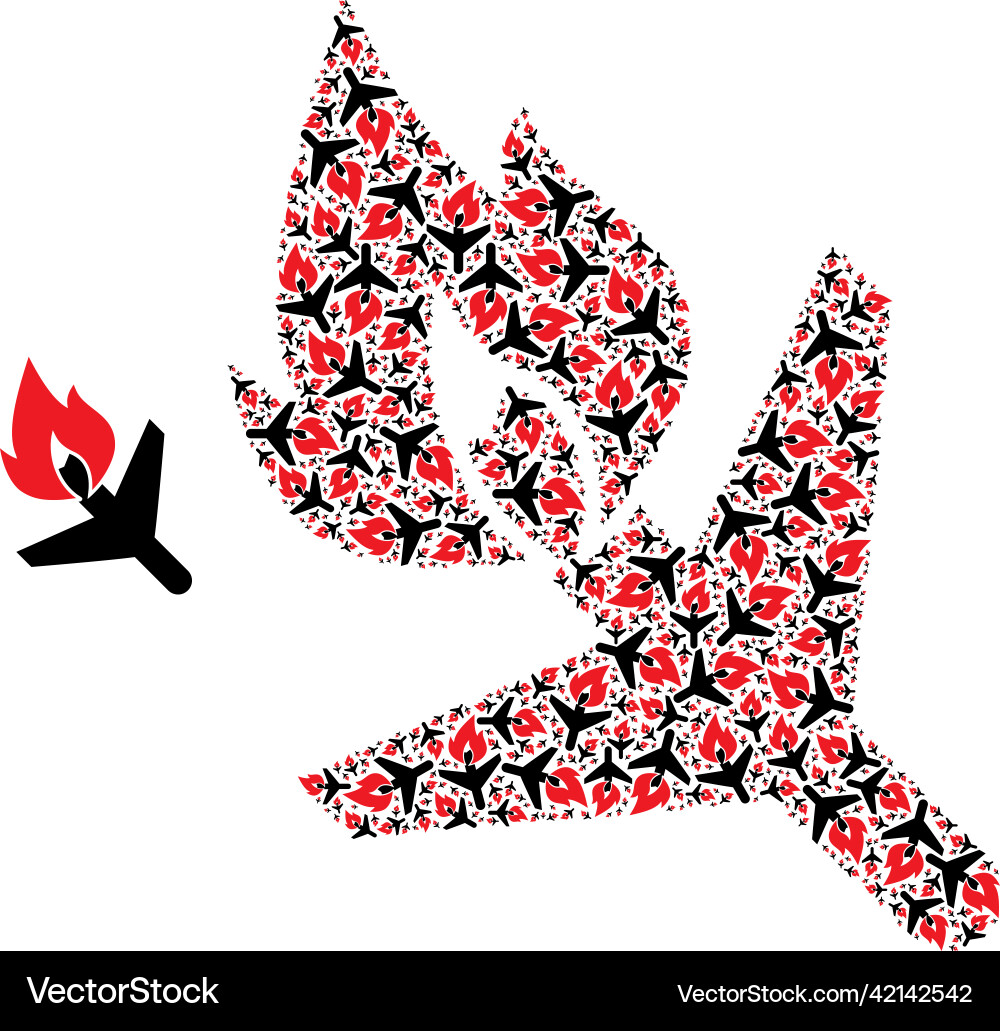 Fired airplane recursive mosaic vector image