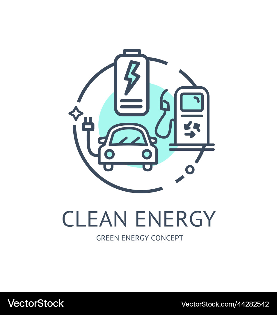 Green energy thin line icon concept Green energy thin line icon concept vector image