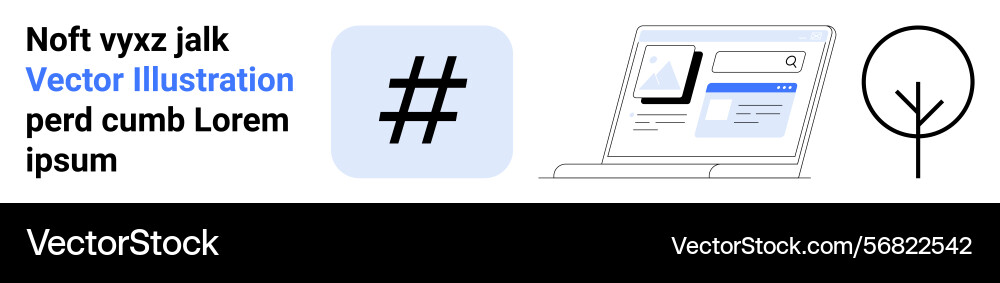 Hash symbol website interface and minimalistic Hash symbol website interface and minimalistic vector image