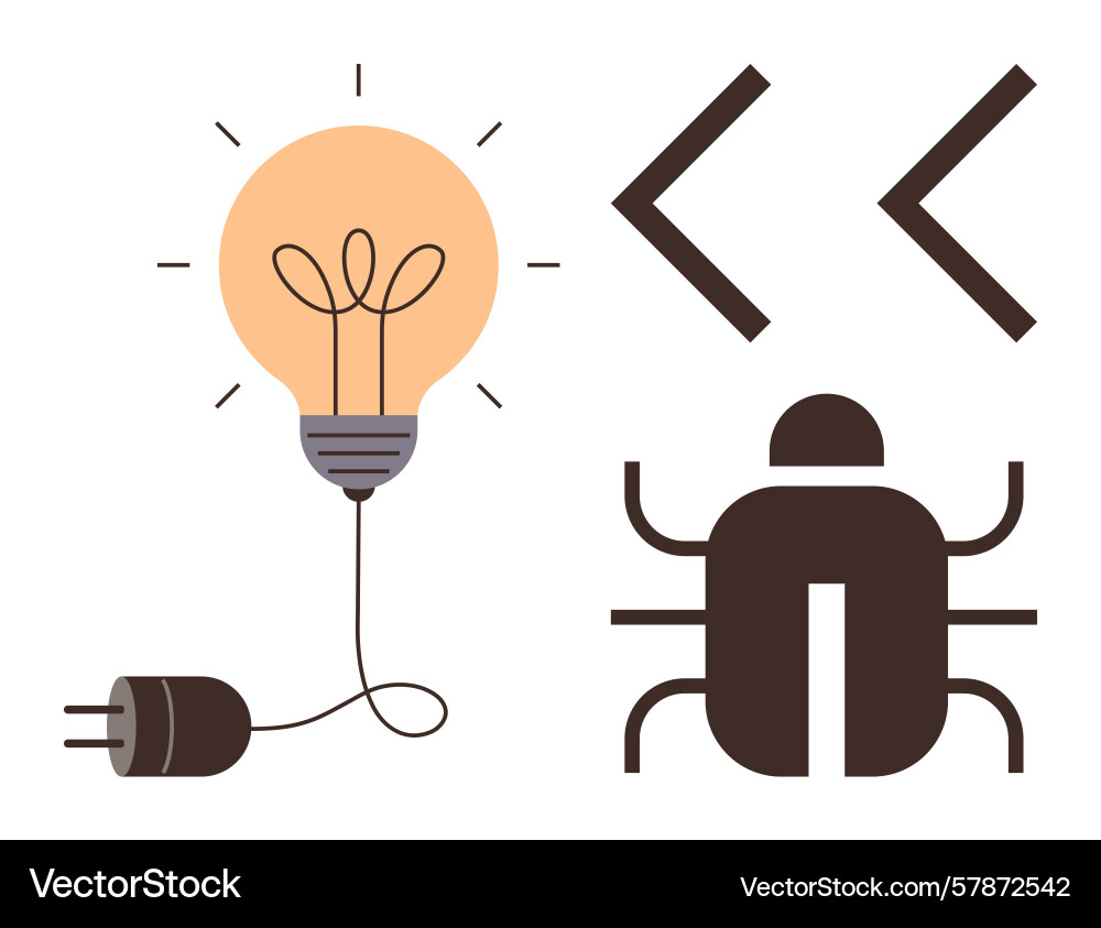 Light bulb with electrical plug coding symbols Vector Image