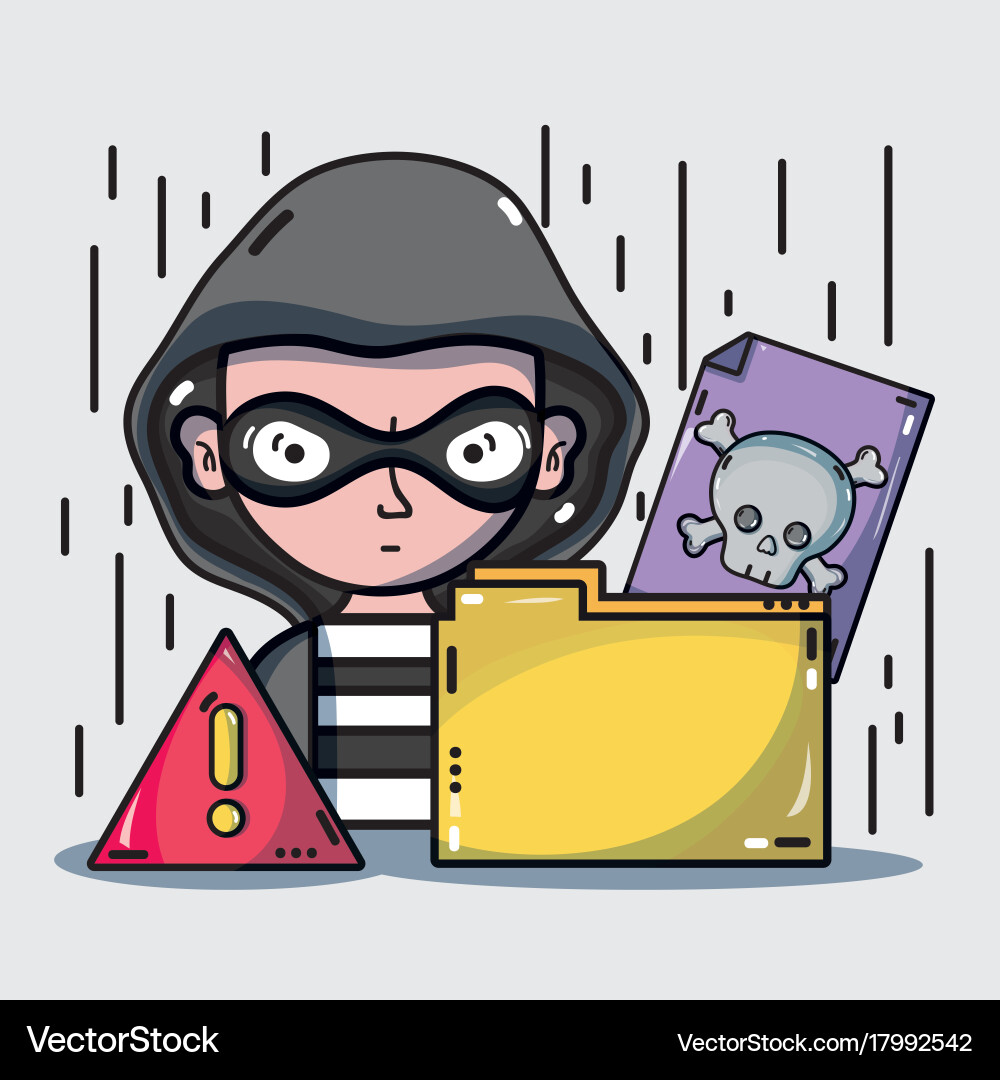 Person hacker to programmer virus in the system vector image
