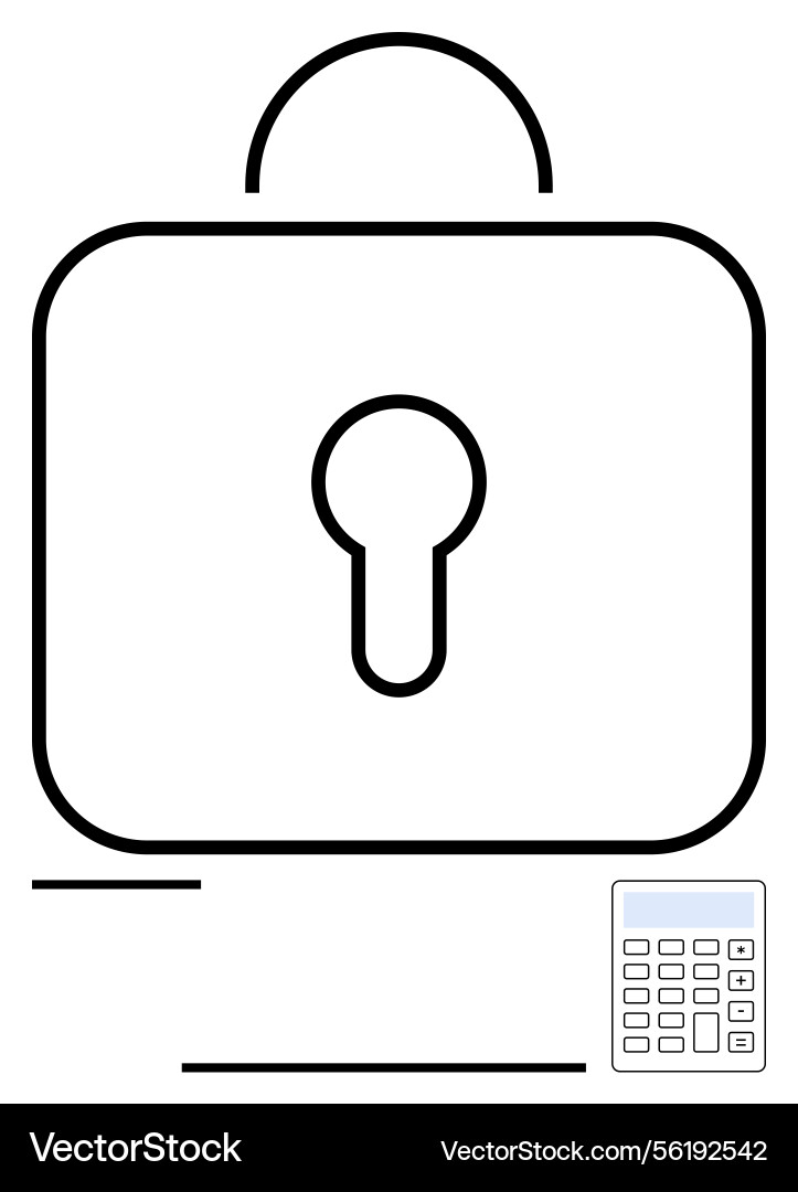 Secure lock with keyhole and calculator suggesting Secure lock with keyhole and calculator suggesting vector image
