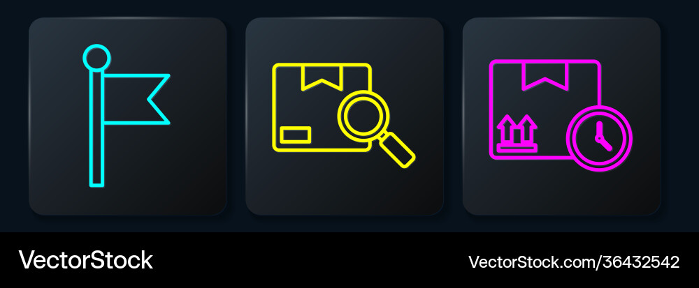 Set line location marker cardboard box and fast Set line location marker cardboard box and fast vector image