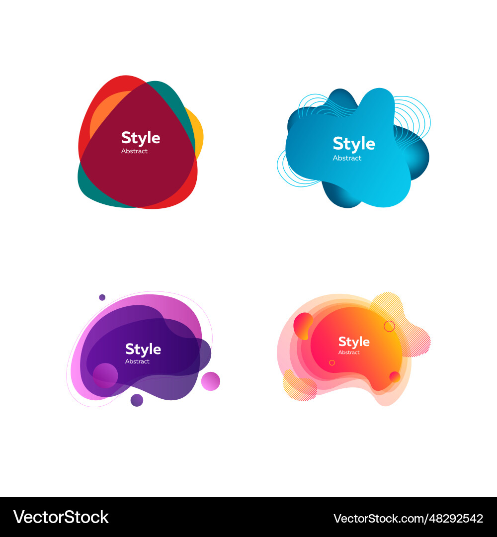 Set of colored liquid shape with splashes Set of colored liquid shape with splashes vector image