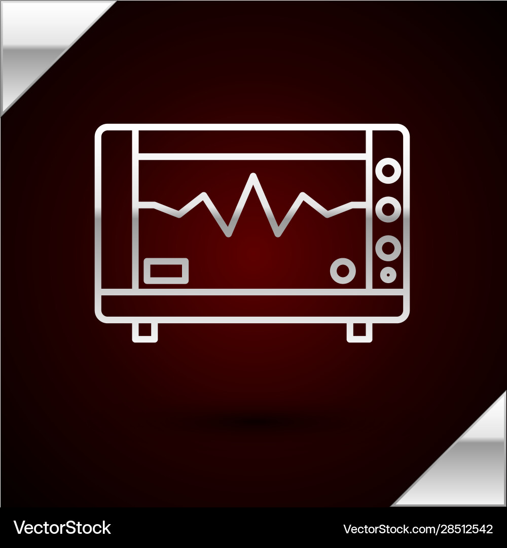Silver line computer monitor with cardiogram icon Silver line computer monitor with cardiogram icon vector image