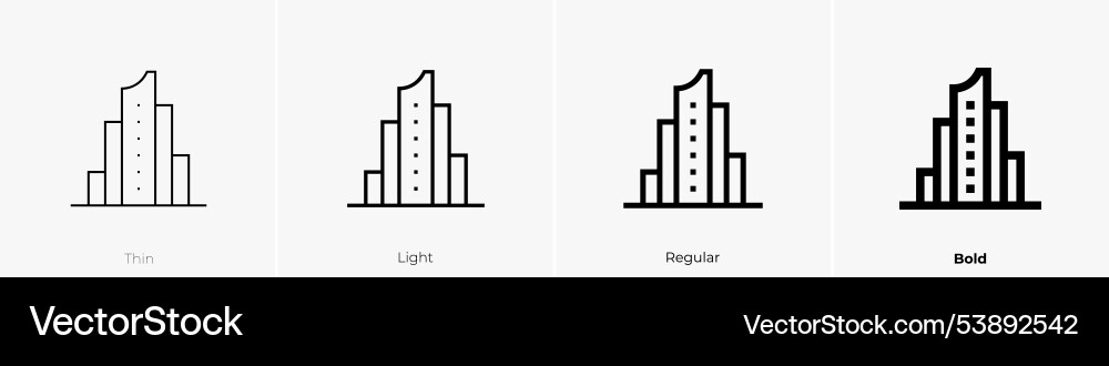 Skyscraper icon thin light regular and bold style Skyscraper icon thin light regular and bold style vector image
