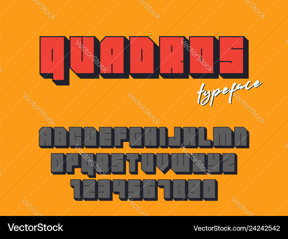 Square block font latin letters and numbers Square block font latin letters and numbers vector image