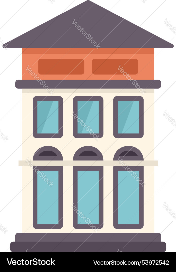 Three story building with attic and arched windows vector image