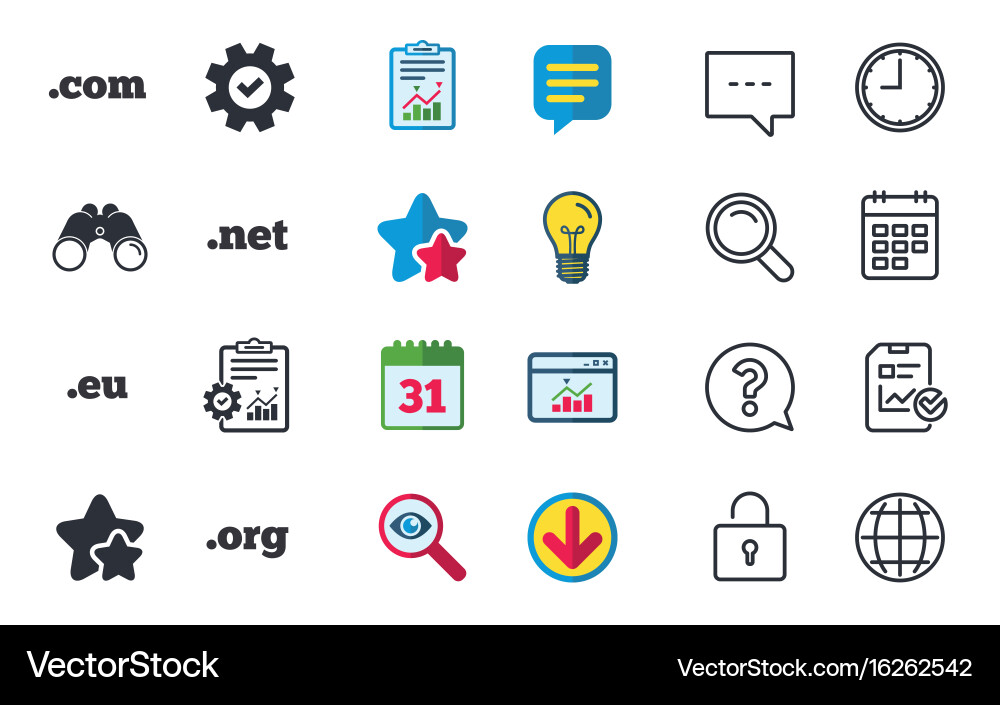 Top-level domains signs com eu net and org vector image