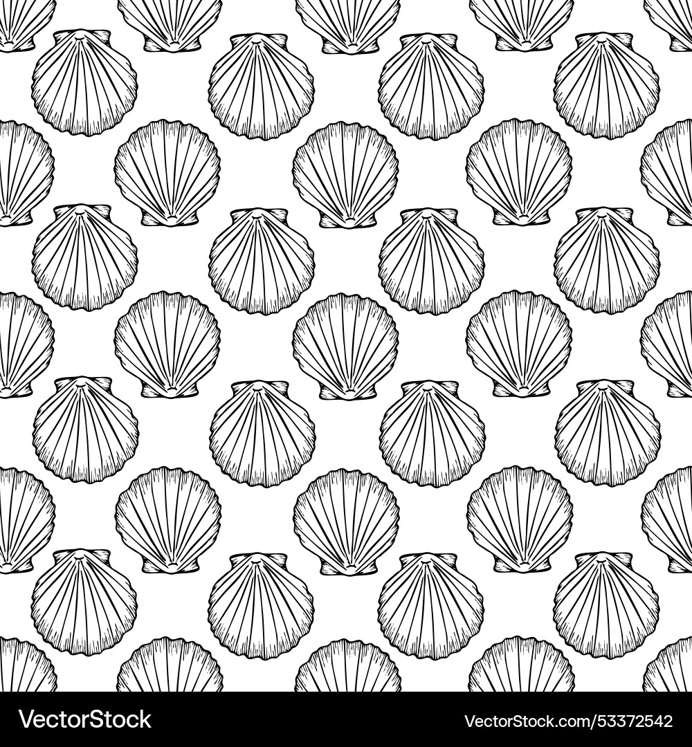 Underwater seamless pattern with seashells line Vector Image