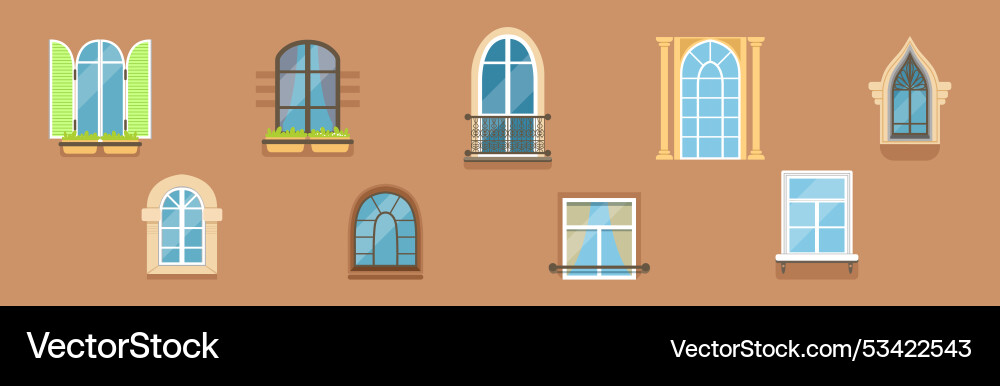 Architectural Window Collection Royalty Free Vector Image