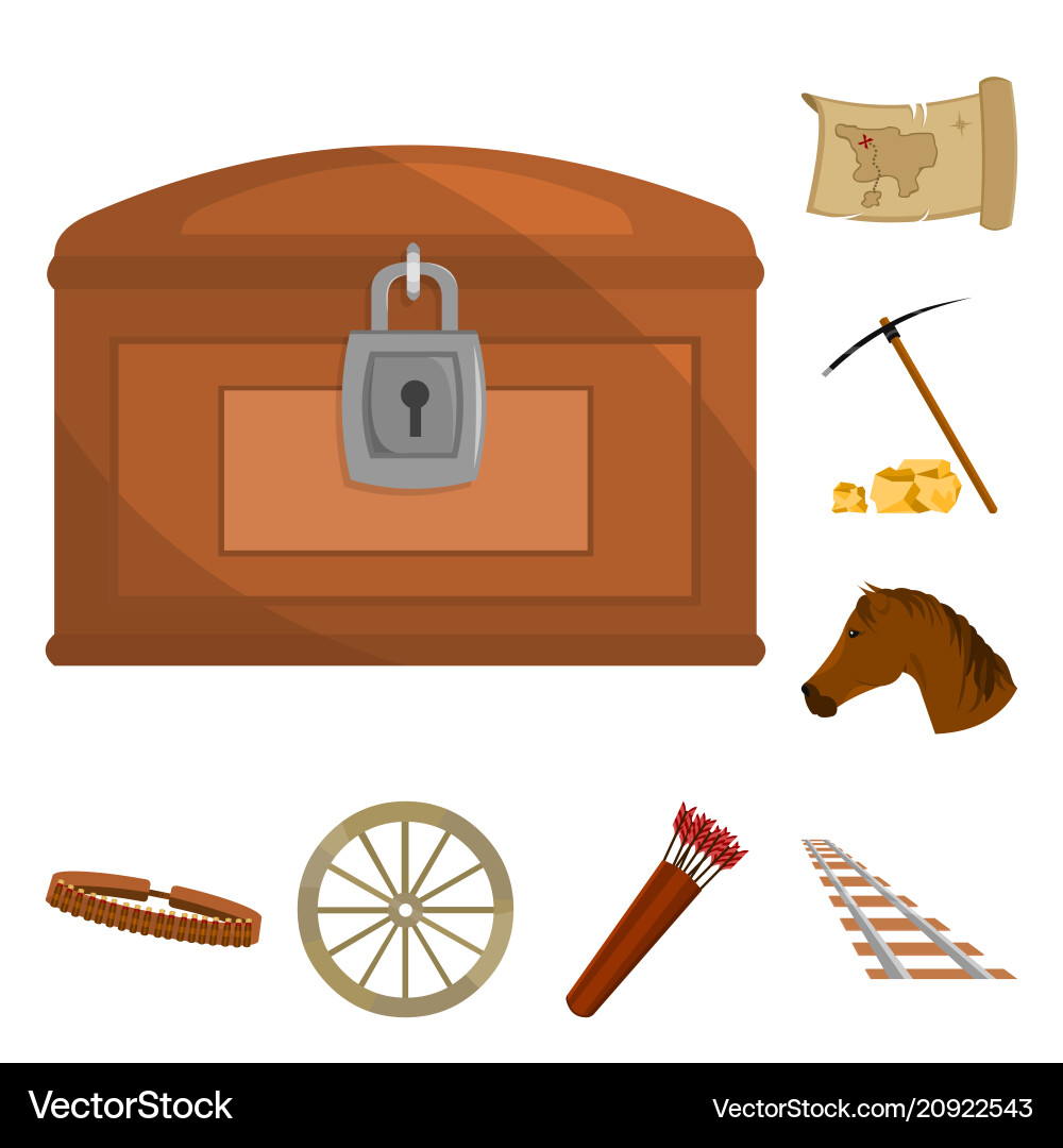Attributes of the wild west cartoon icons in set Attributes of the wild west cartoon icons in set vector image