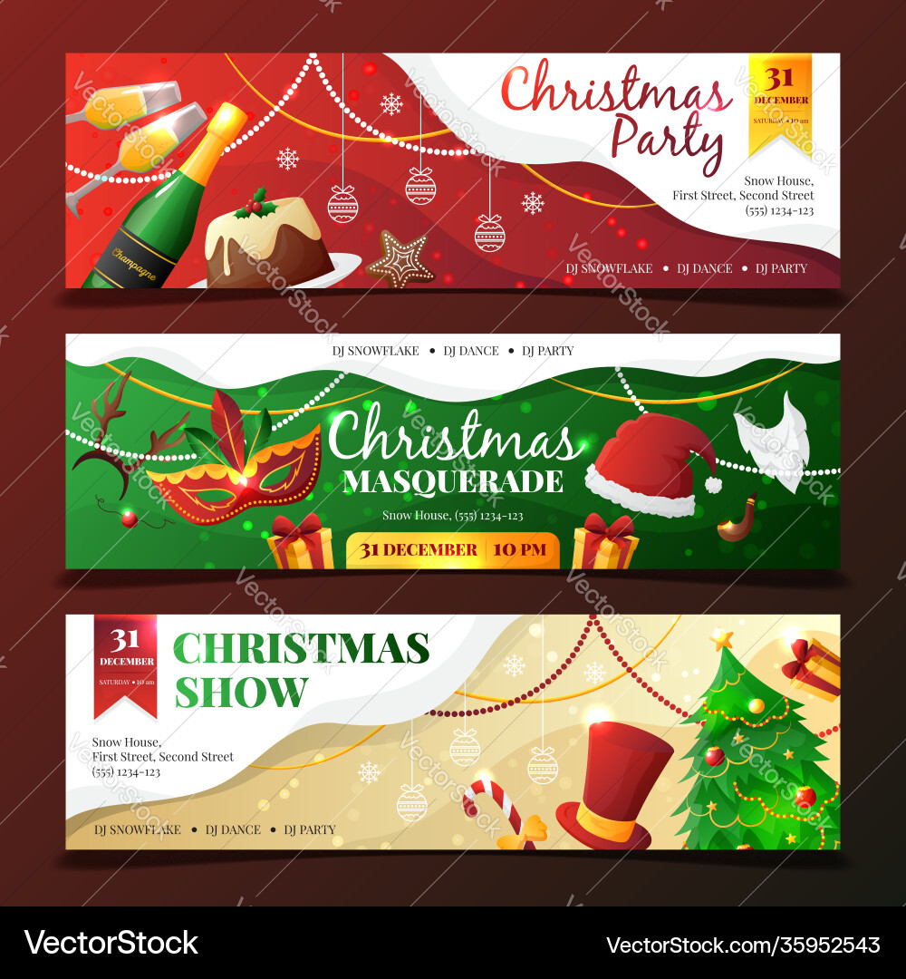 Christmas party invitation banners Christmas party invitation banners vector image
