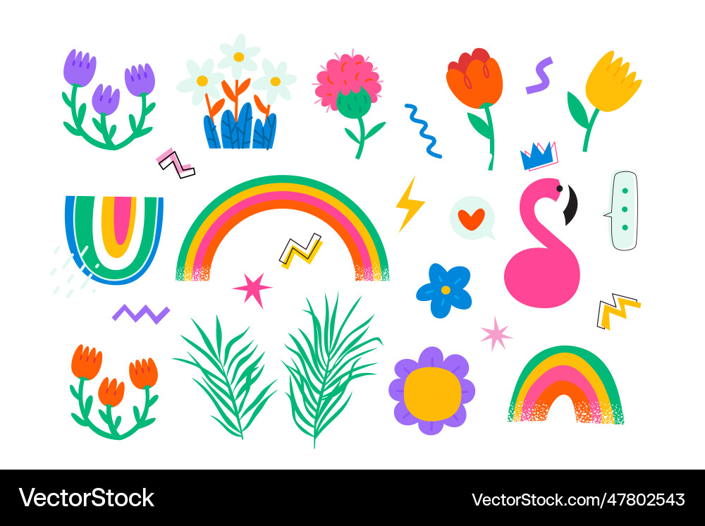 Collection of graphic elements in vivid vibrant Collection of graphic elements in vivid vibrant vector image