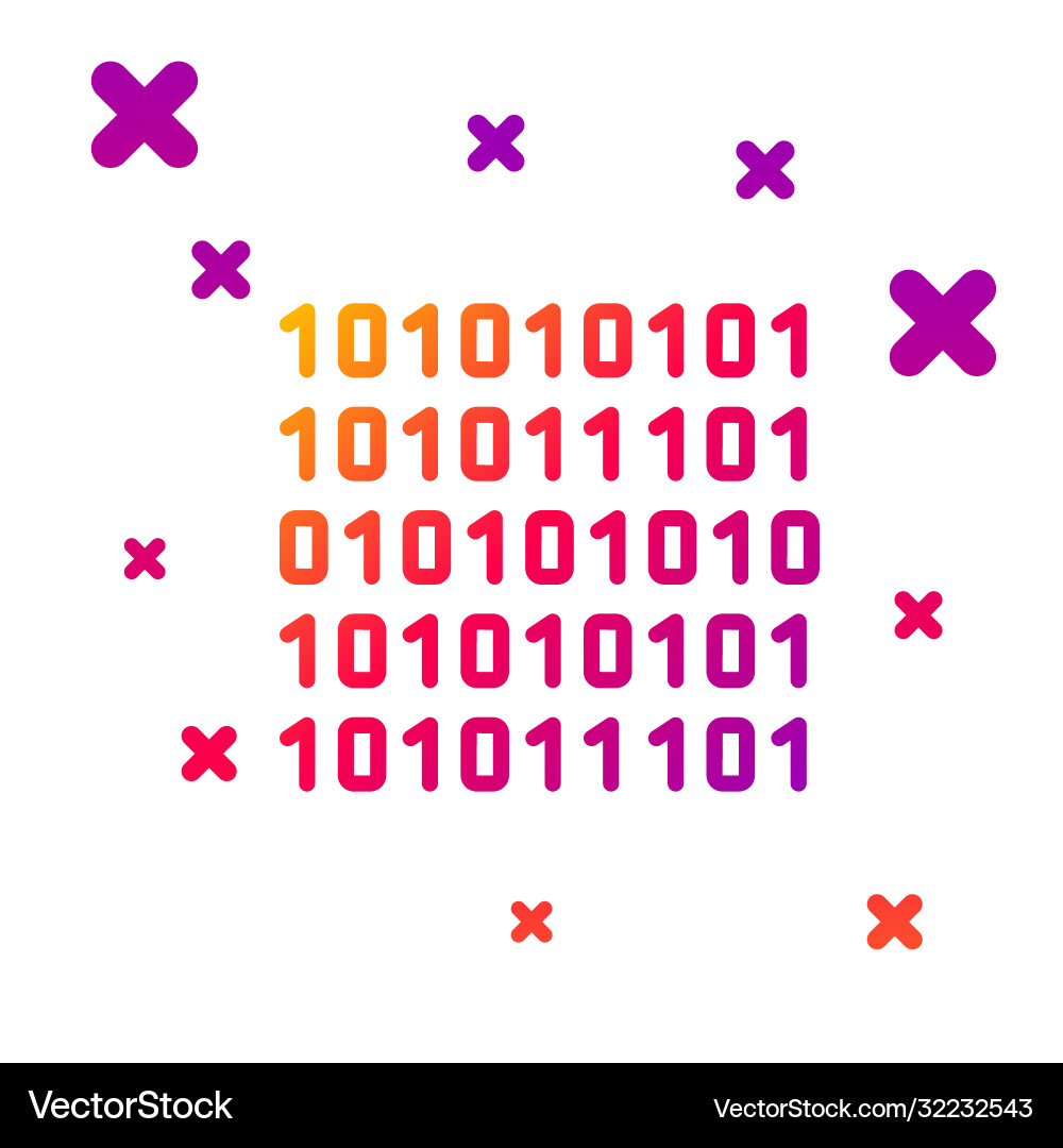 Color line binary code icon isolated on white Color line binary code icon isolated on white vector image