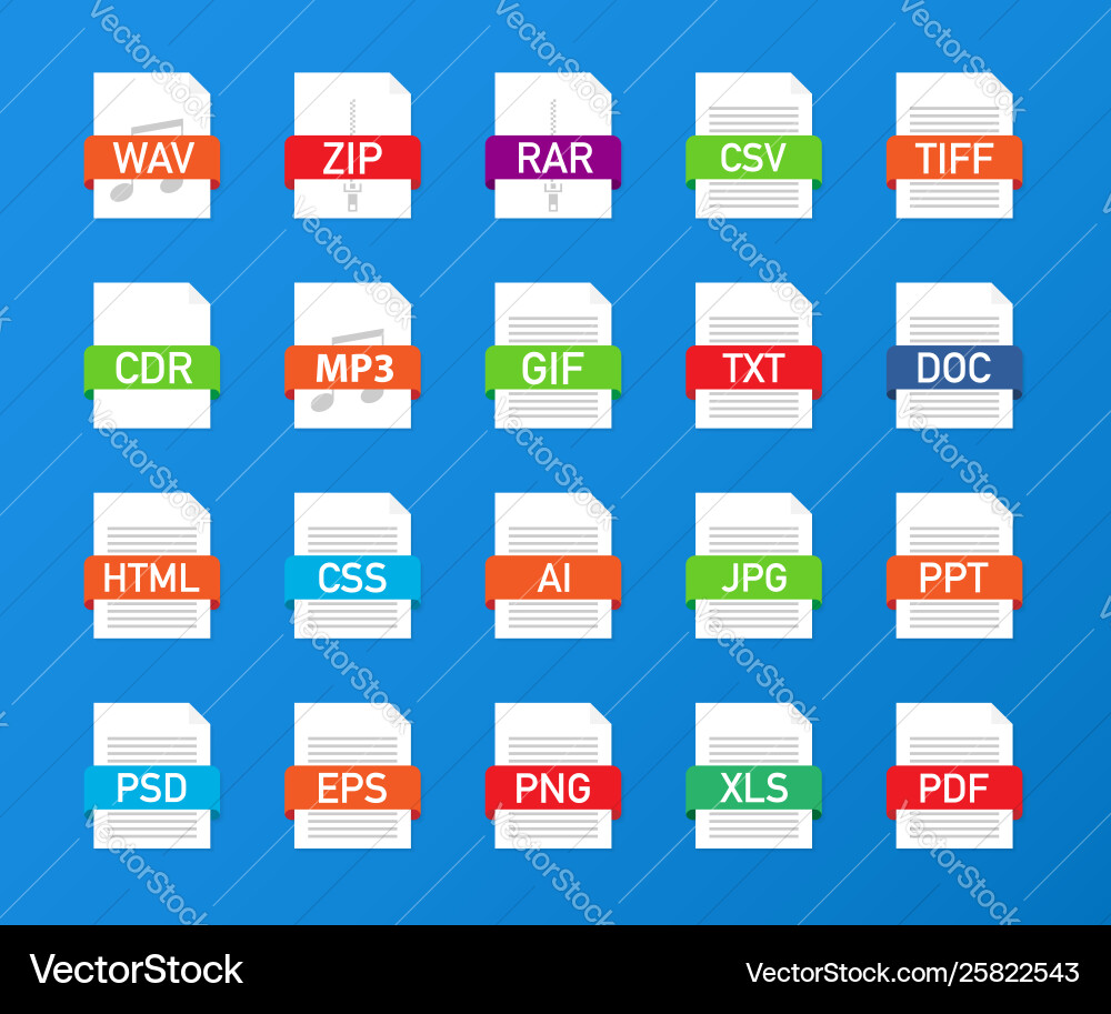 File Format Icons - Document Set vector image