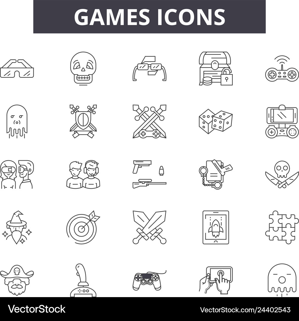 Games line icons for web and mobile design Games line icons for web and mobile design vector image