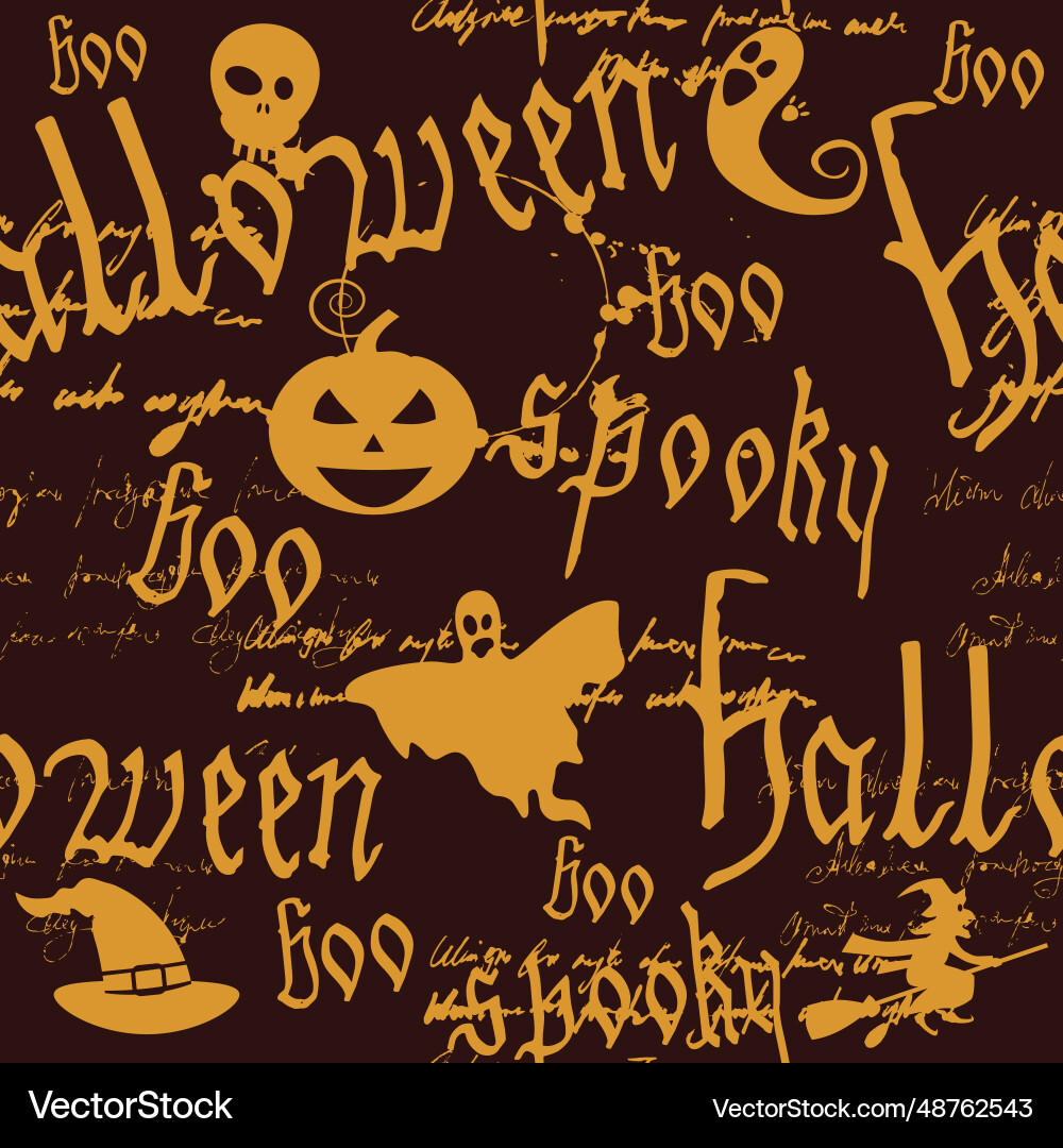 Happy halloween seamless pattern with text Happy halloween seamless pattern with text Vector Image