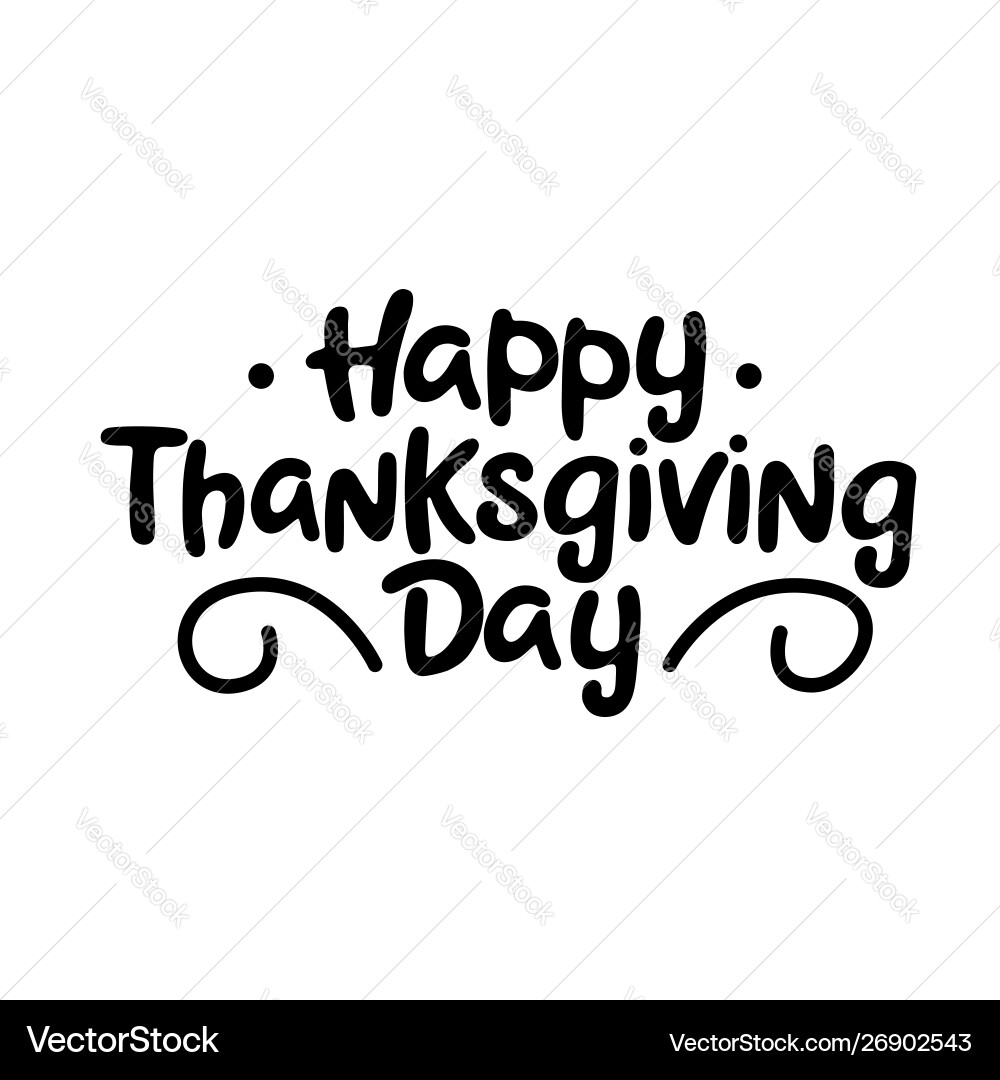 Happy Thanksgiving Tag schwarze Handschrift Schrift Happy Thanksgiving Tag schwarze Handschrift Schrift vektorbild