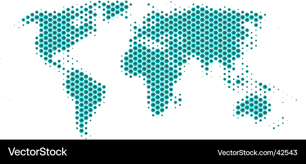 Hexagonal World Map Vector Image