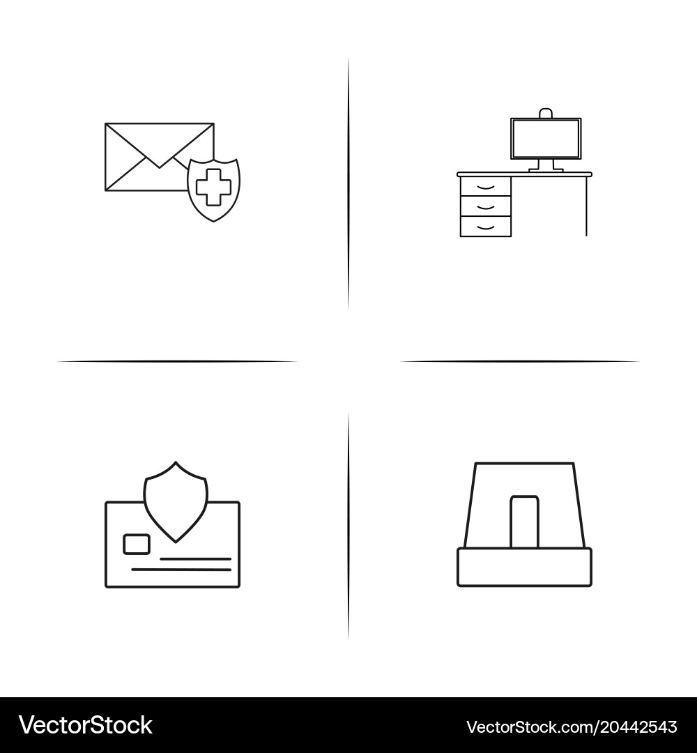 Internet security simple linear icon setsimple vector image