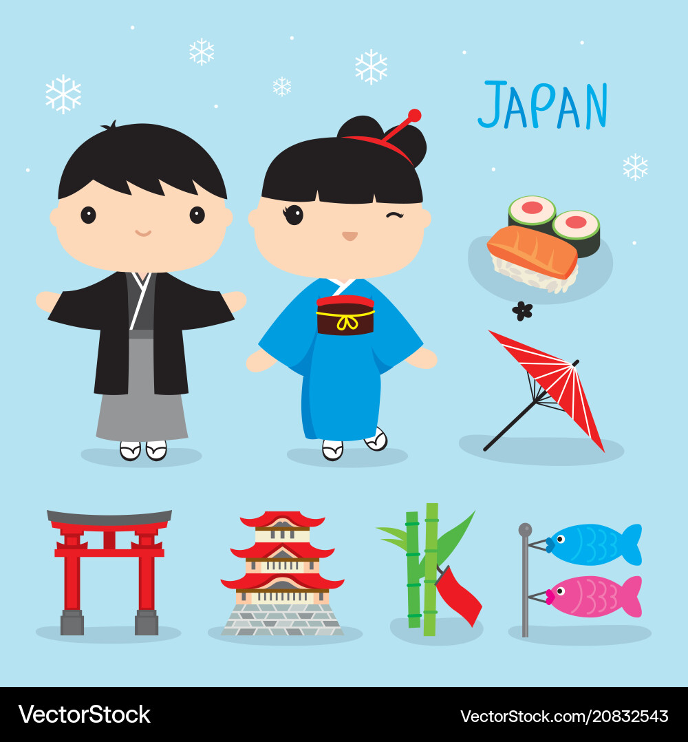 Japan tradition place travel asia cartoon Japan tradition place travel asia cartoon vector image