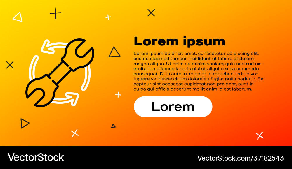 Line wrench spanner and arrows as workflow icon Line wrench spanner and arrows as workflow icon vector image