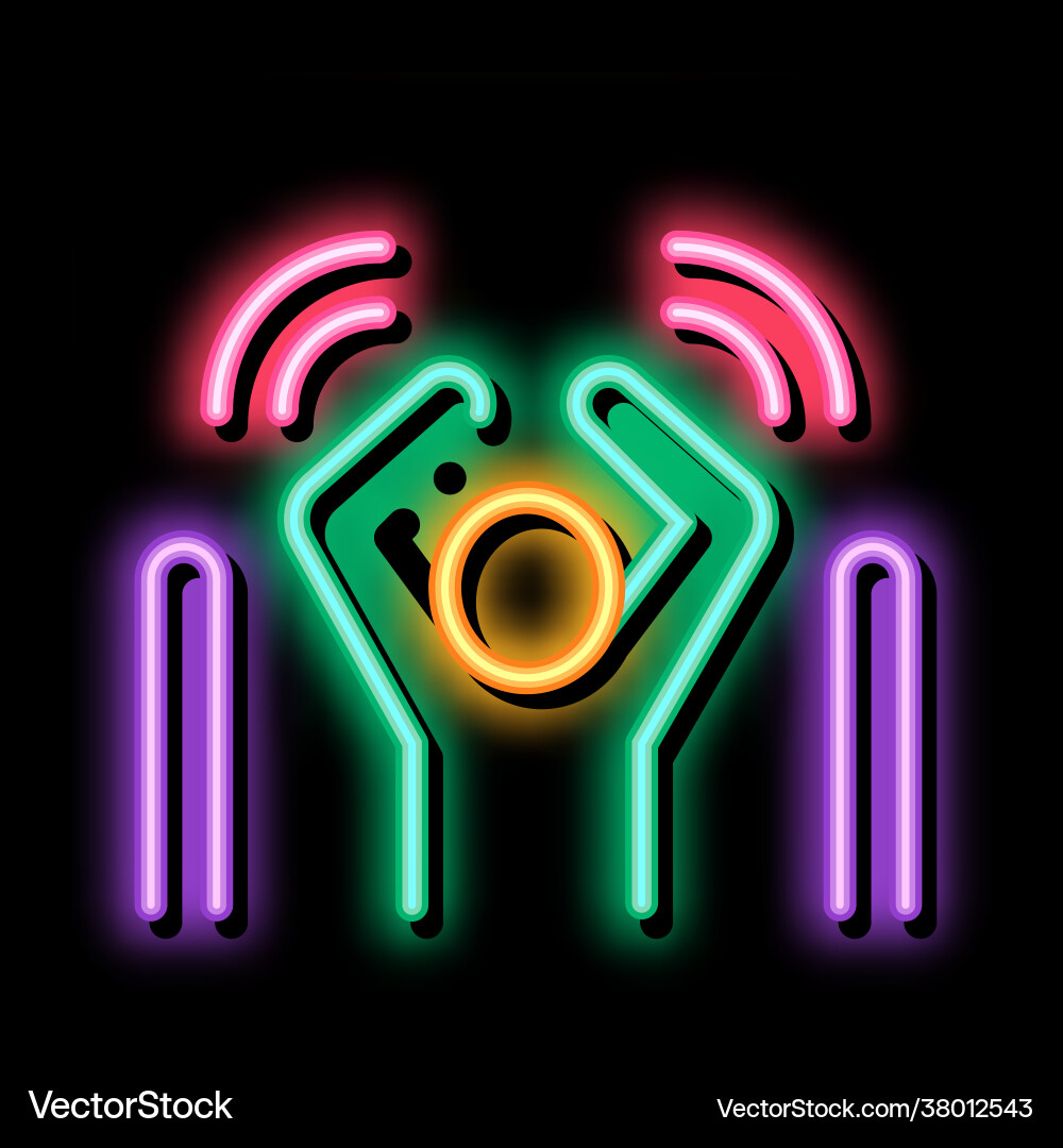 Man not passed warning signal sensors neon glow Vector Image
