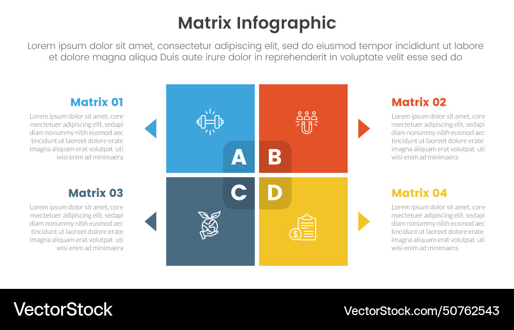 Matrix structure model template for infographic Vector Image