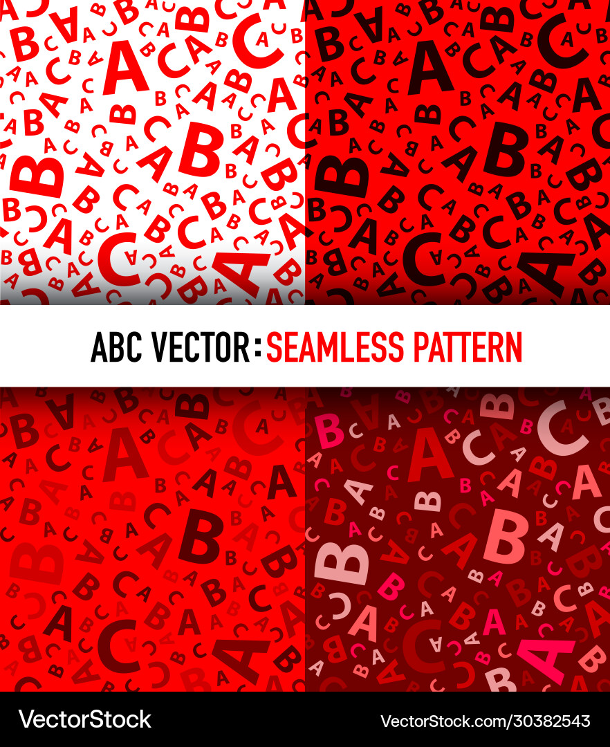 Red abc letter background seamless set Red abc letter background seamless set vector image