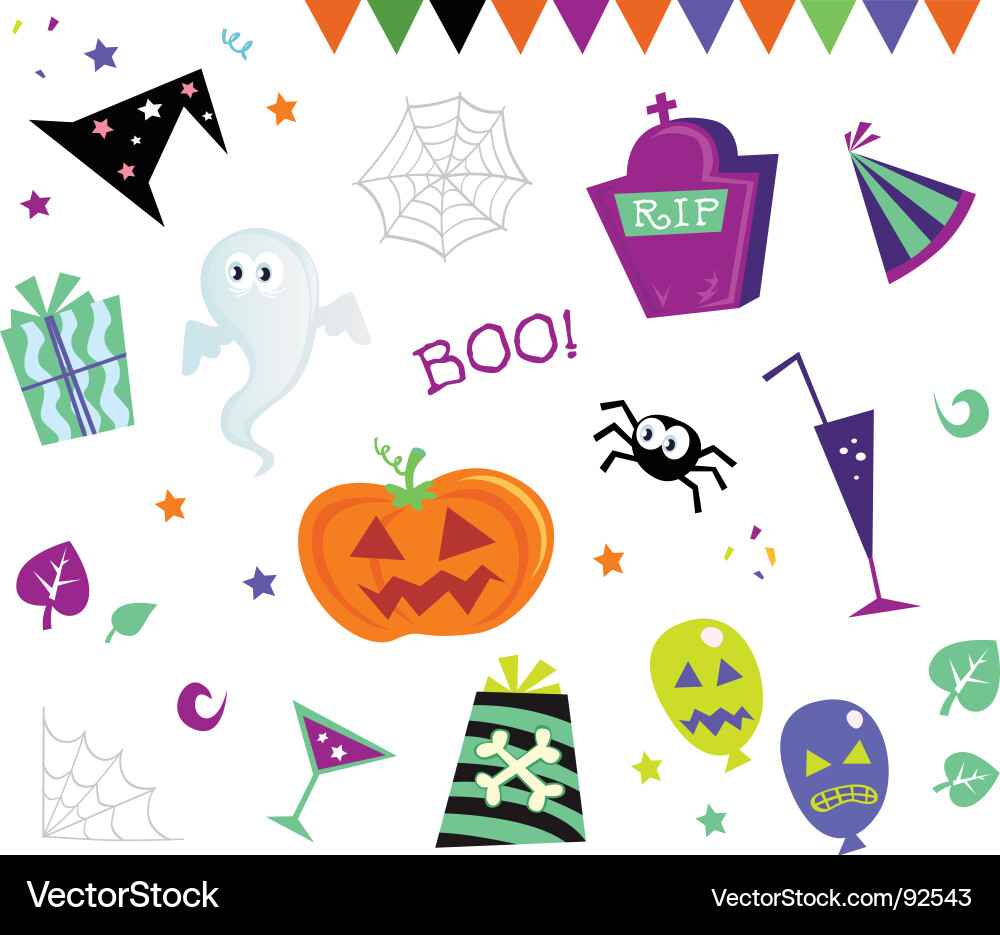 Retro Halloween Icons Vector Image