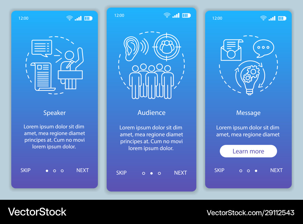 Rhetorical triangle onboarding mobile app page Rhetorical triangle onboarding mobile app page vector image