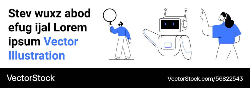 Robot interaction and teamwork featuring Robot interaction and teamwork featuring vector image