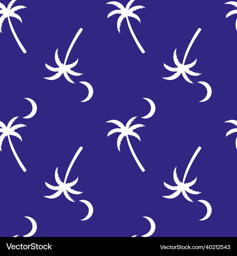 Seamless pattern with palm trees and the moon Seamless pattern with palm trees and the moon Vector Image