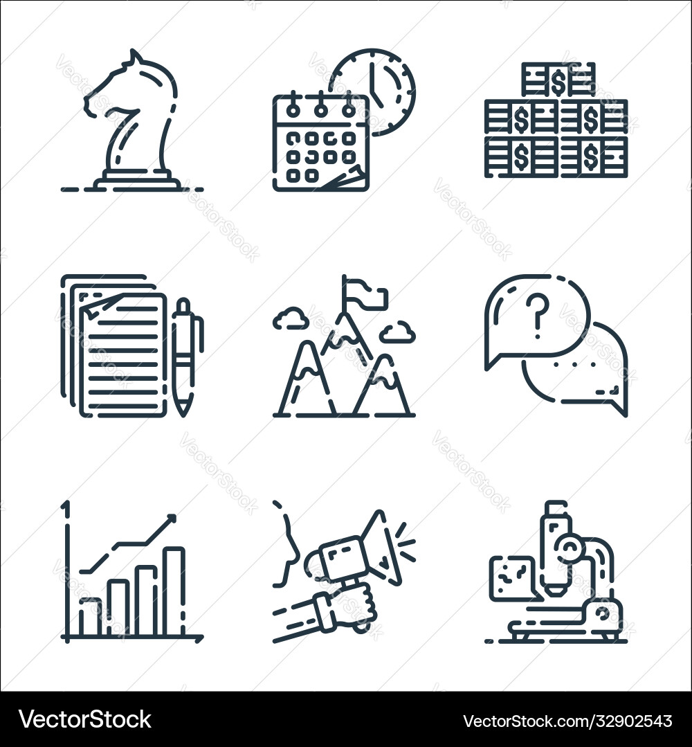 Startup line icons linear set quality Startup line icons linear set quality vector image