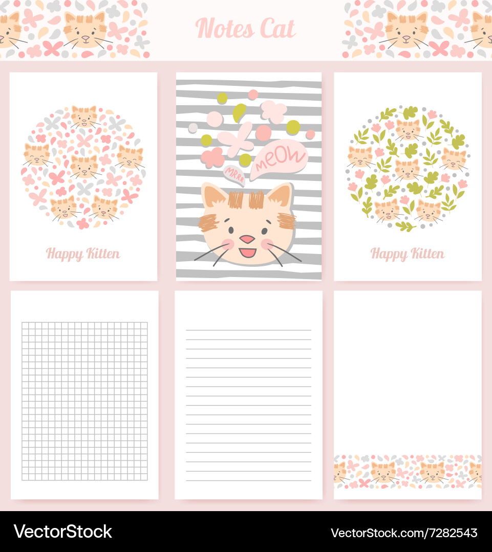 Template wrapping kitten notebooks vector image
