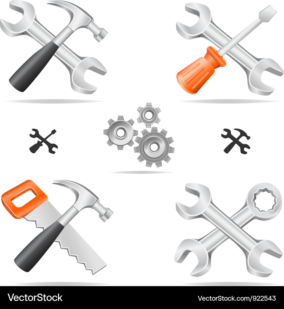 Tool Icon Set - Diverse Instruments vector image