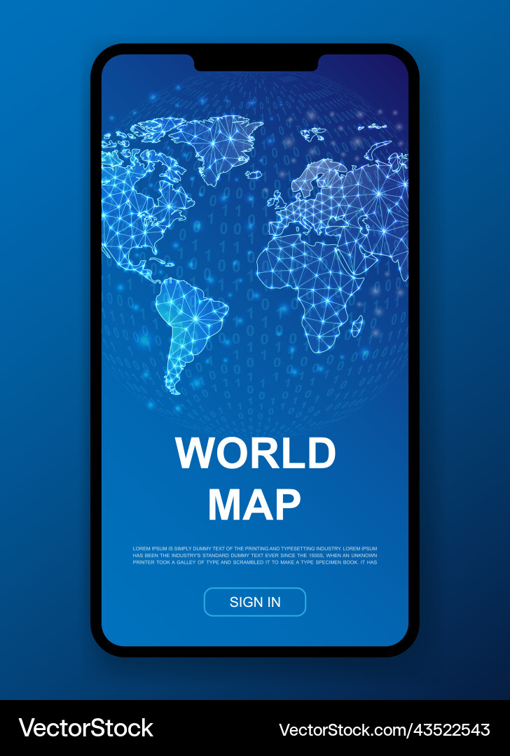 World map 3d polygonal symbol for ui ux design vector image