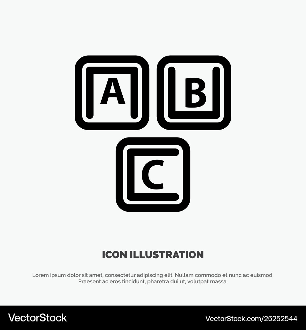 Abc blocks basic alphabet knowledge line icon Vector Image