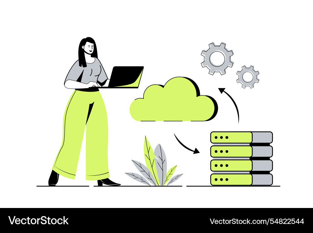 Cloud computing web concept with flat cartoon Cloud computing web concept with flat cartoon vector image