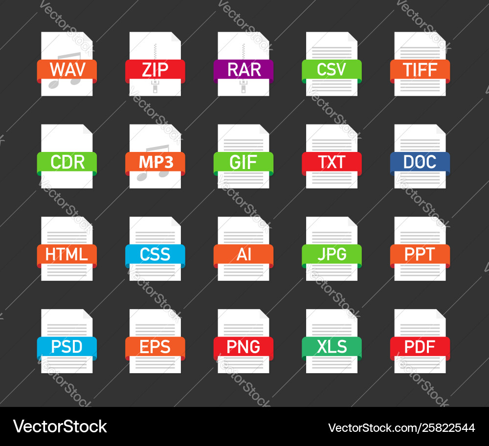 File Format Icons - Document Types vector image