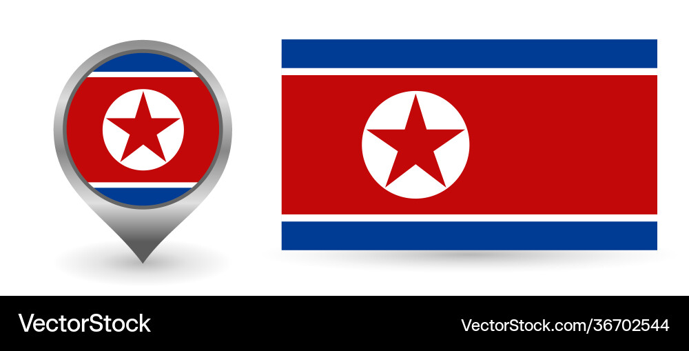 Flag dprk location point with north Vector Image