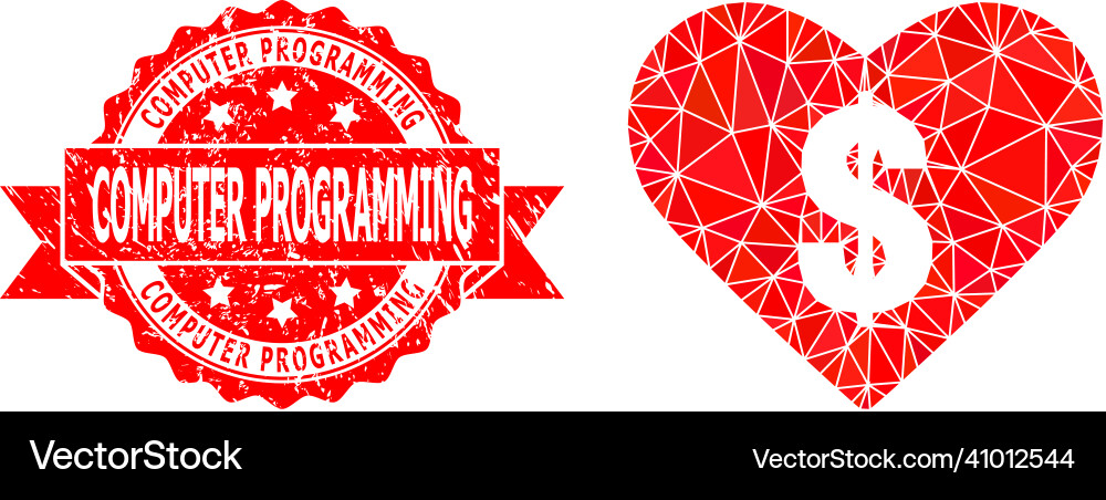 Grunge computer programming seal and love price vector image
