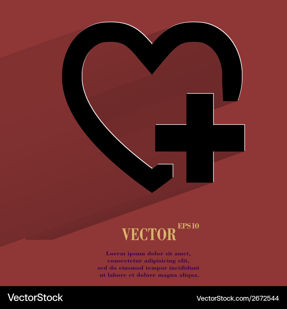Heart flat modern web button with long shadow Vector Image