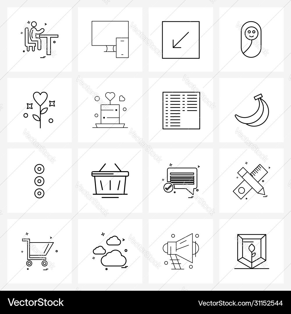 Isolated symbols set 16 simple line icons Vector Image