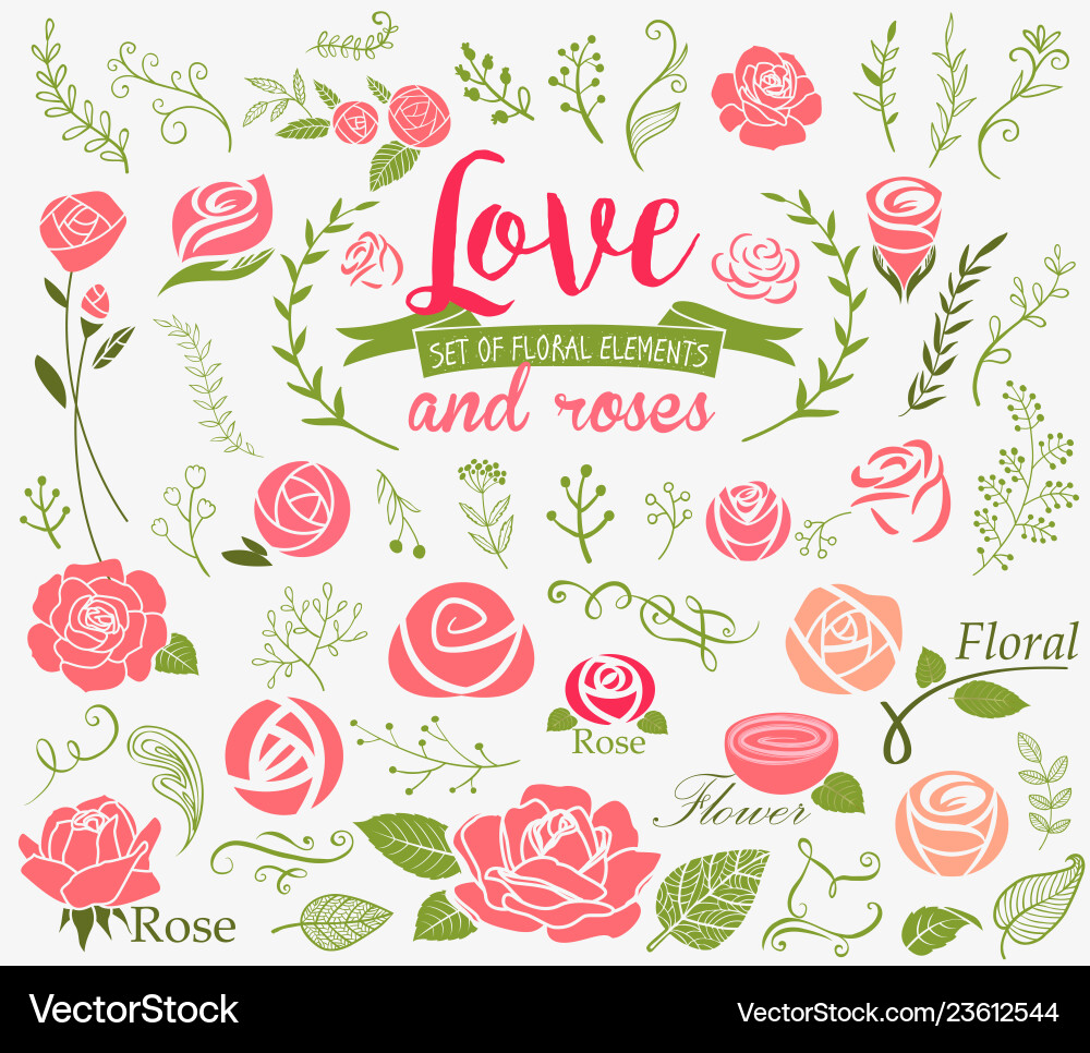 Love and roses design elements Love and roses design elements vector image