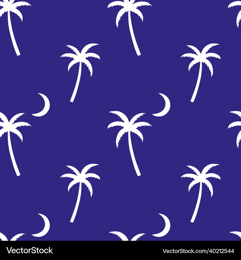 Seamless pattern with palm trees and the moon Seamless pattern with palm trees and the moon vector image