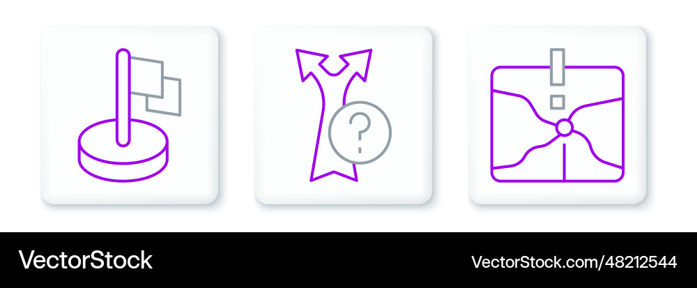 Set line intersection point flag and arrow icon Set line intersection point flag and arrow icon vector image